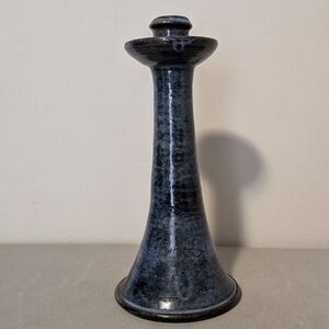 Teagues Pottery Blue Candlestick 11 Inch By CB Craven